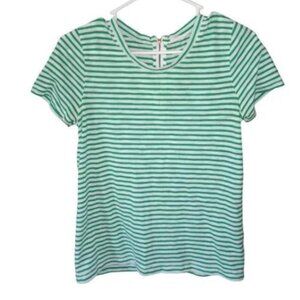 J.Crew Womans Striped Top Green White Size Medium
